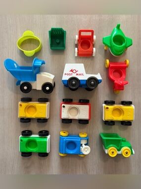 Vintage Lot Of 12 70s Fisher Price Little People - Vehicles / Accessories